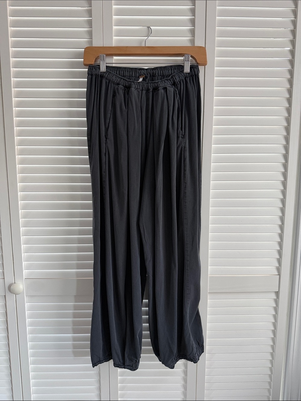 Free People Black Cropped Wide-Leg Pants
